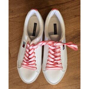 Tommy Hilfiger Sneakers White Pink Women's Street Chic Sz 9 EUC